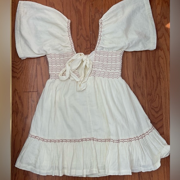 Free People Easy To Love Ivory Mini Dress Size Large NWT - Picture 6 of 16